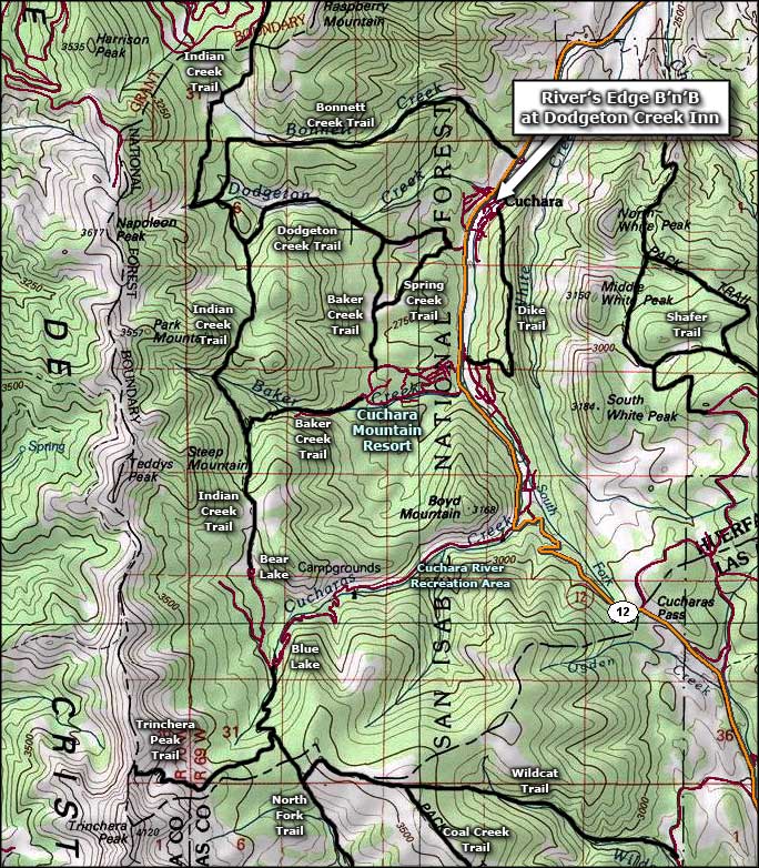 Cuchara area attractions map