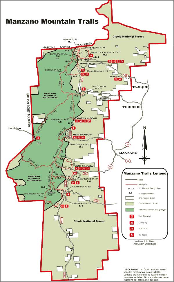 Manzano Mountains Trail map