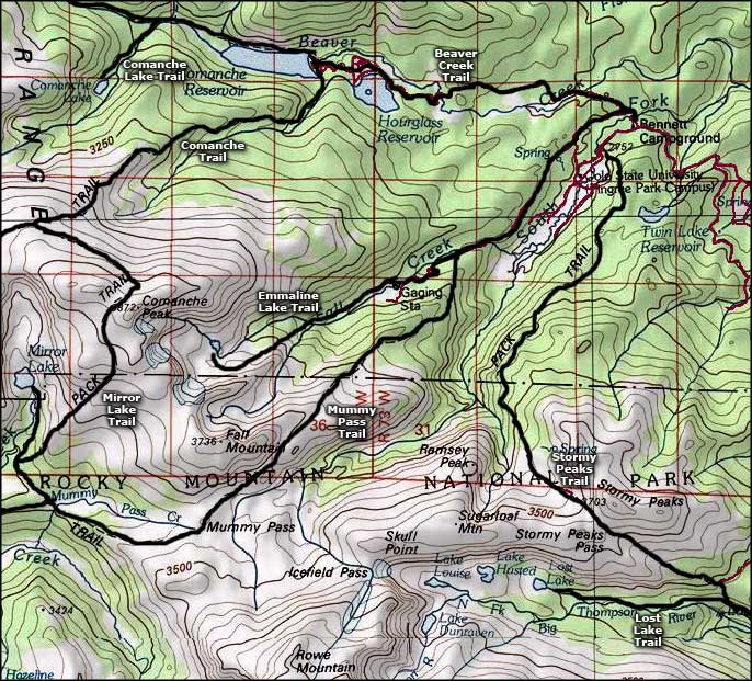 Comanche Peak Wilderness map