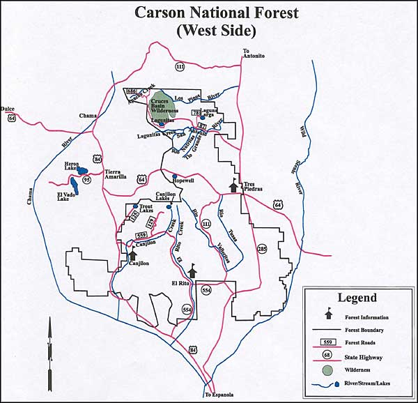 Fishing map, Carson National Forest