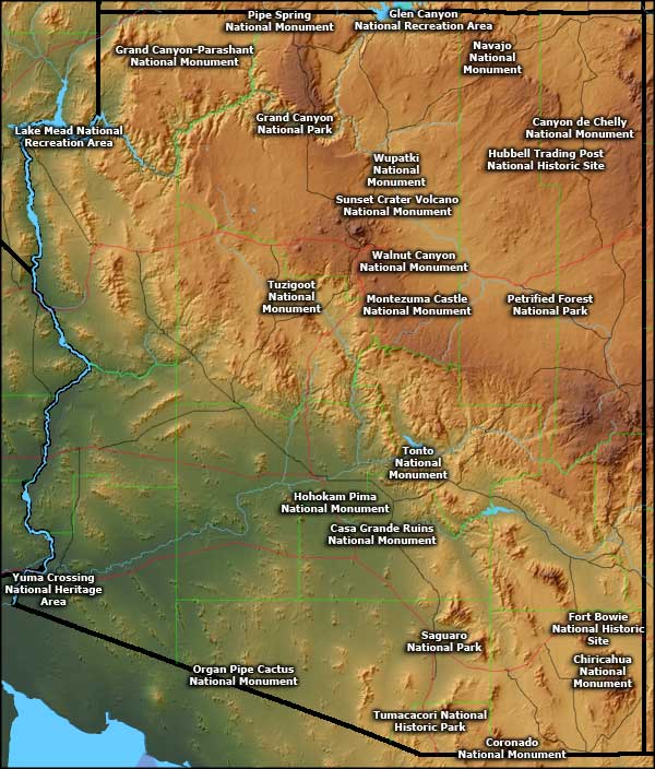 Arizona National Parks map