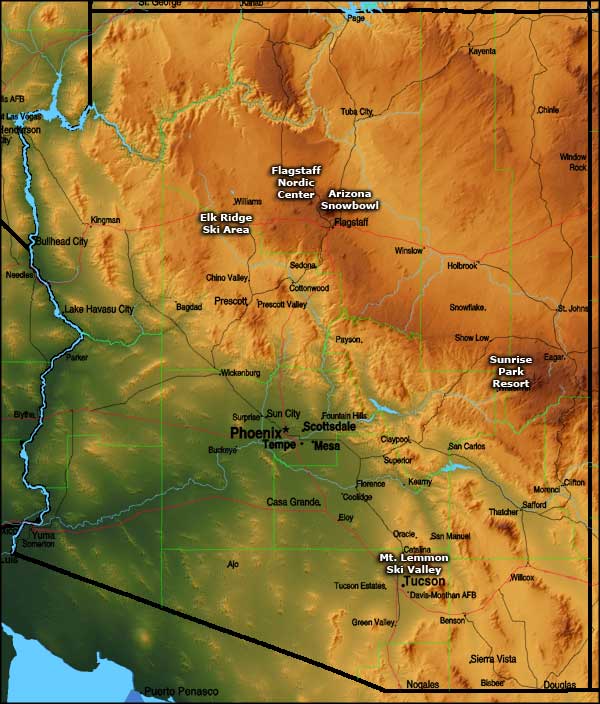Arizona Ski Areas Map