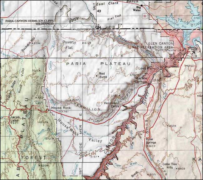 Paria Canyon-Vermilion Cliffs Wilderness area map
