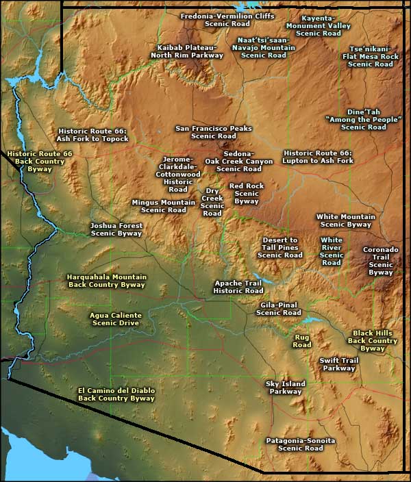 Arizona Scenic Byways map