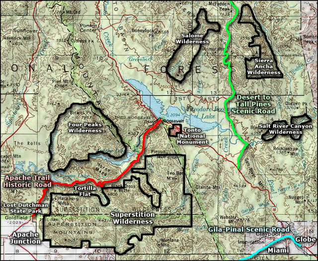 Apache Trail Historic Road area map