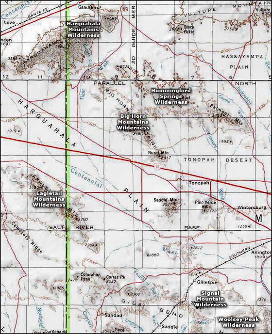 Eagletail Mountains Wilderness area map