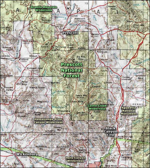 Hassayampa River Canyon Wilderness area map