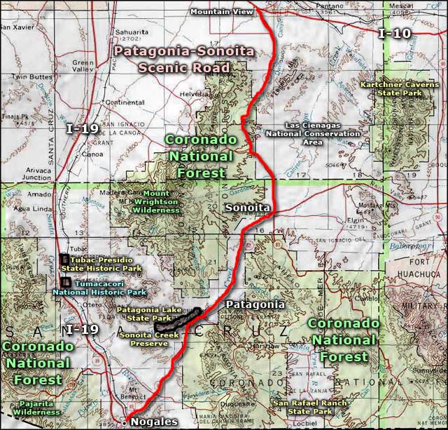 Mount Wrightson Wilderness area map