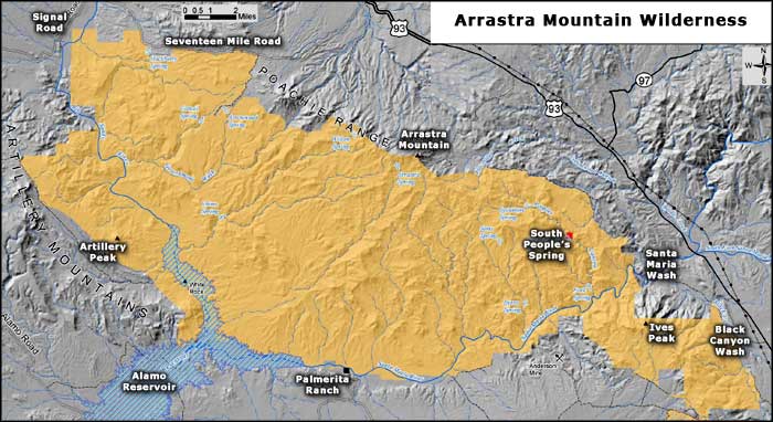Arrastra Mountain Wilderness map