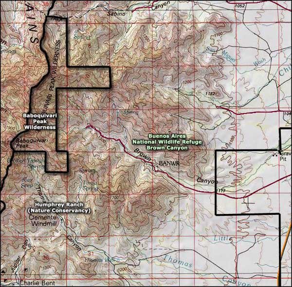 Baboquivari Peak Wilderness map