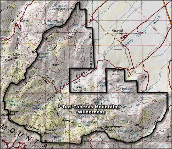 Dos Cabezas Mountains Wilderness map