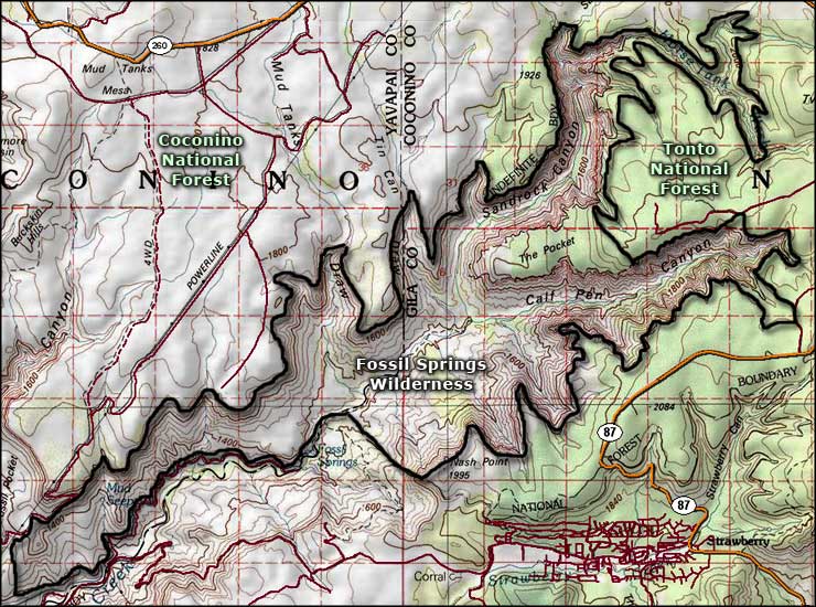 Fossil Springs Wilderness map