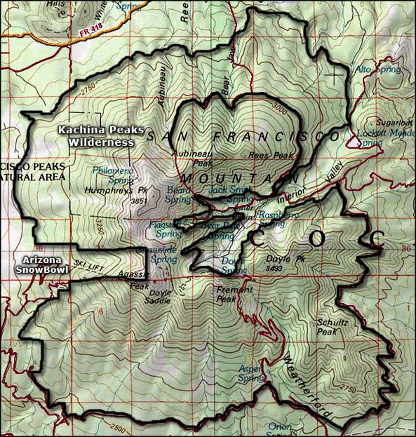 Kachina Peaks Wilderness map