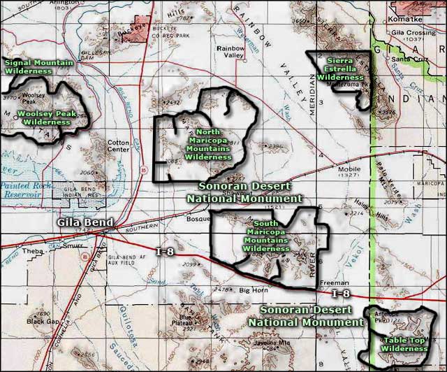 Sonoran Desert National Monument location map