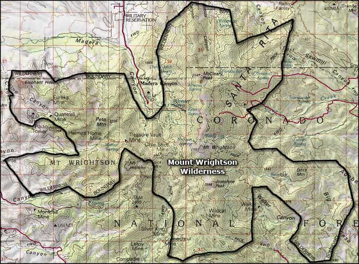 Mt. Wrightson Wilderness map
