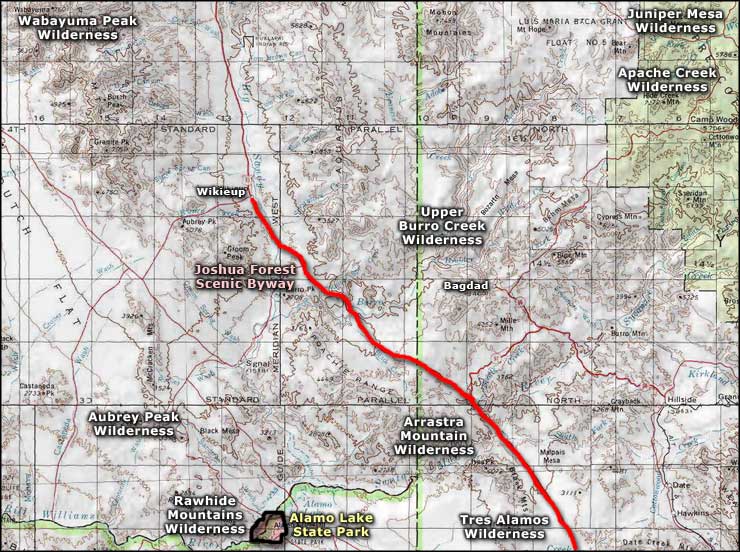Tres Alamos Wilderness area map
