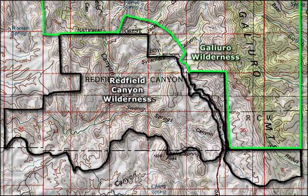 Redfield Canyon Wilderness map