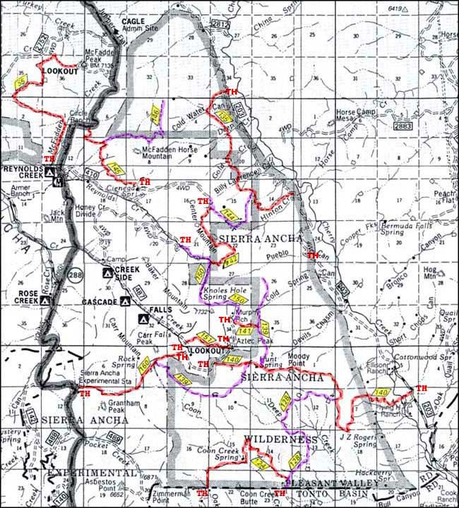 Sierra Ancha Wilderness map