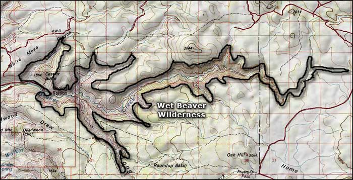 Wet Beaver Wilderness map