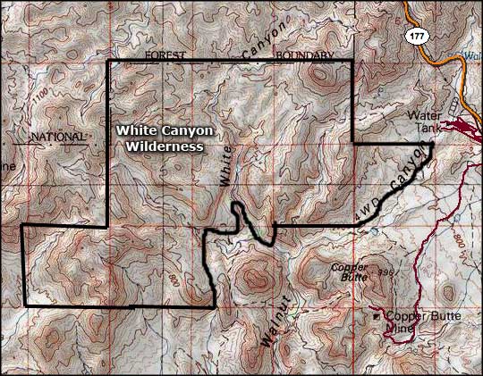 White Canyon Wilderness map