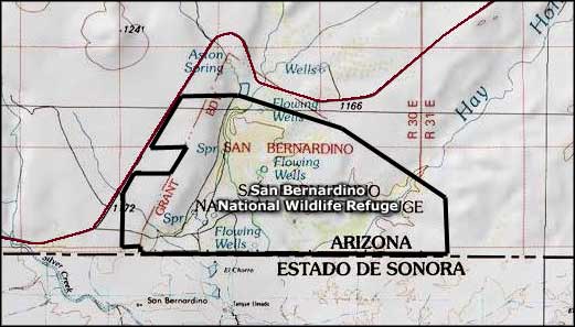 San Bernardino National Wildlife Refuge map