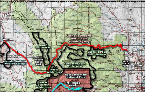Comanche Peak Wilderness area map