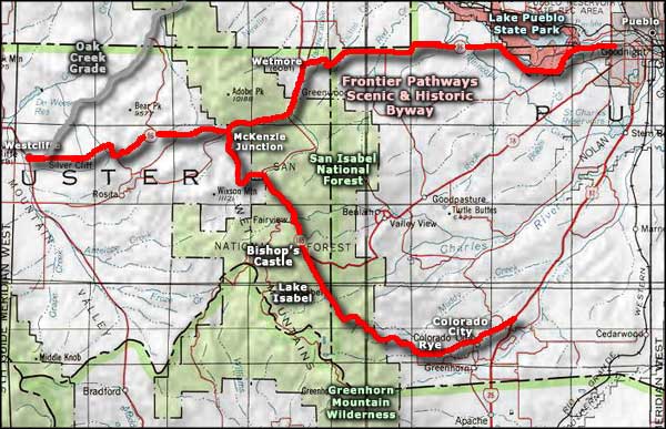 Greenhorn Mountain Wilderness area map