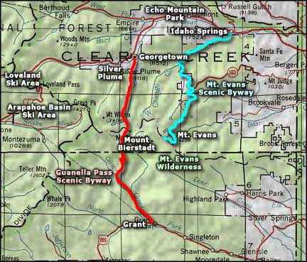 Guanella Pass Scenic Byway area map