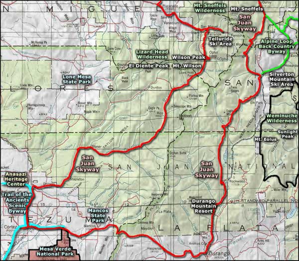 Mancos State Park area map