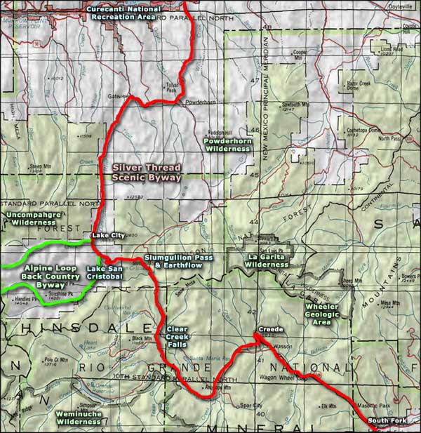Slumgullion Pass, Slumgullion Earthflow area map