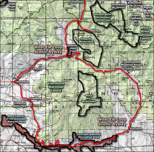 West Elk Wilderness area map