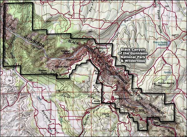 Black Canyon of the Gunnison Wilderness topo map