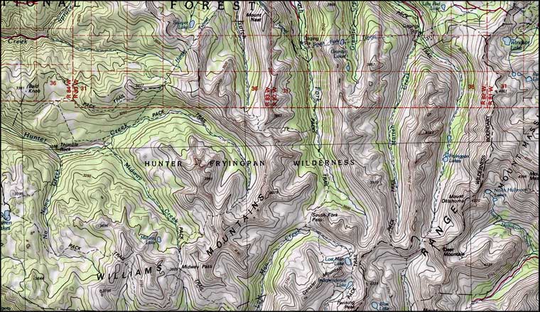Hunter-Fryingpan Wilderness map
