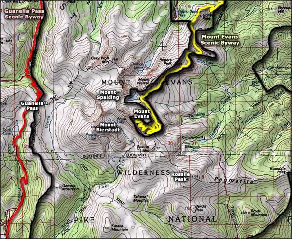 Mount Evans Wilderness map