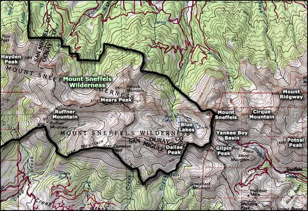 Mt. Sneffels Wilderness map