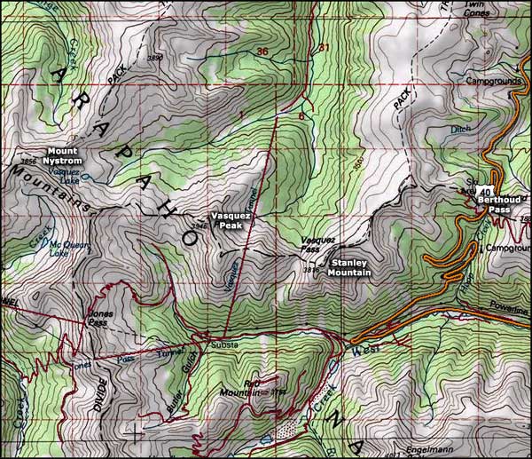 Vasquez Peak Wilderness area map