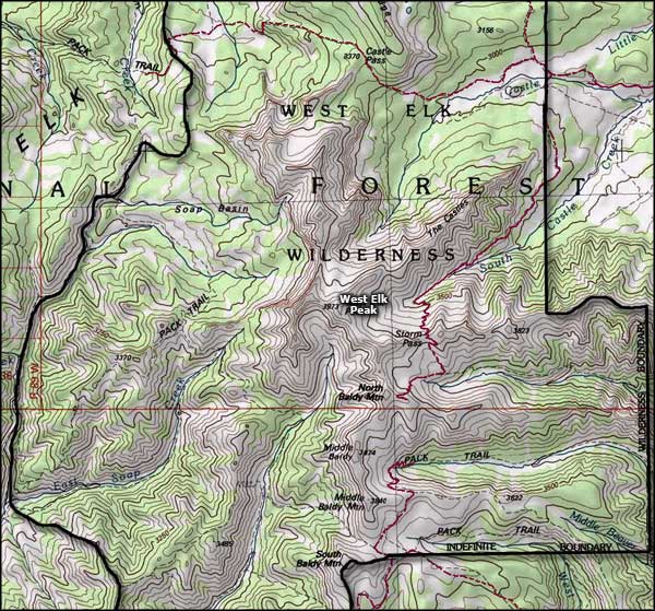 West Elk Wilderness map
