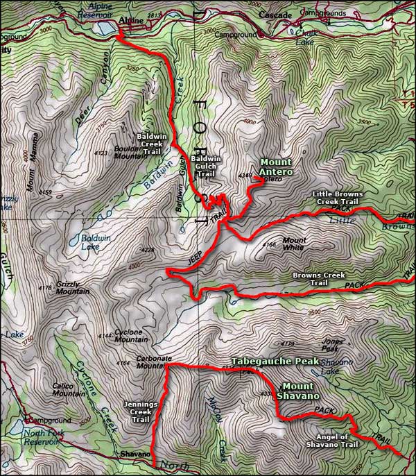 Mount Shavano area map