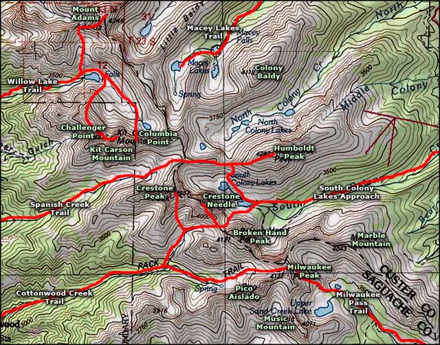 Kit Carson Mountain area map