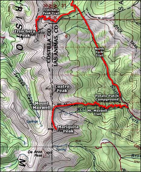 Cuatro Peak area map