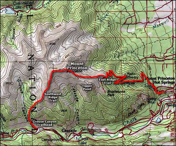 Mount Princeton area topo map