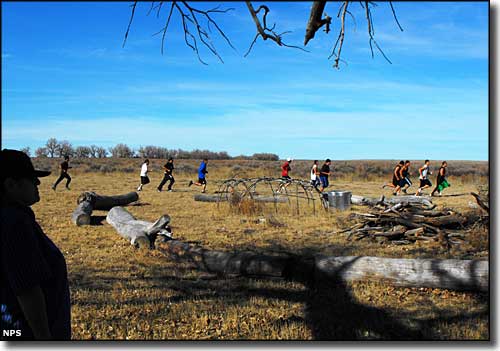 Runners along the course of the Sand Creek Massacre Spiritual Healing Run in 2009