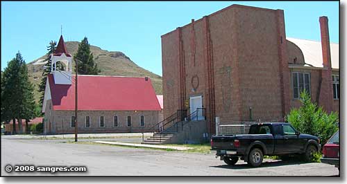 Two churches in Del Norte, Colorado
