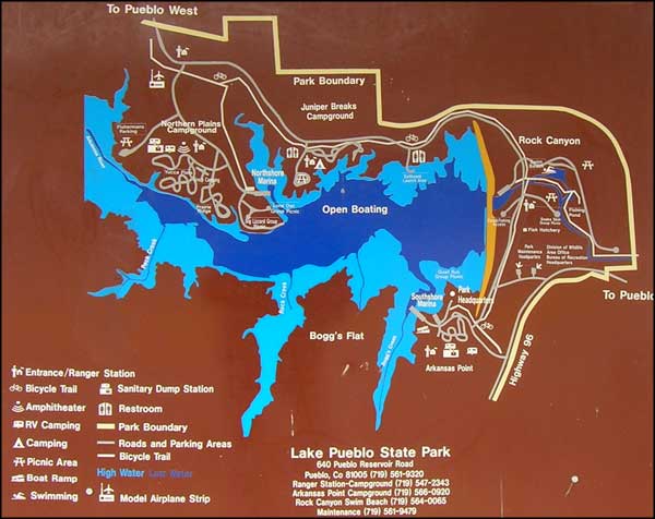 map of Lake Pueblo State Park
