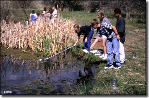 Students learning about nature at Two Ponds National Wildlife Refuge