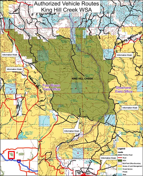 Map of King Hill Creek Wilderness Study Area