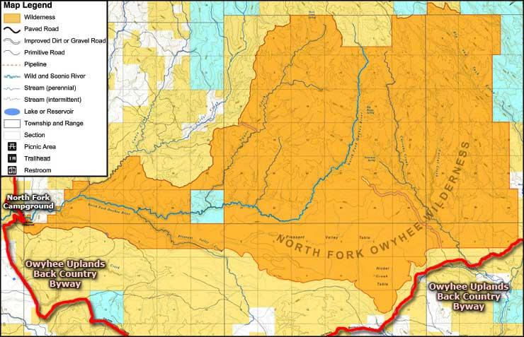 North Fork Owyhee Wilderness map[