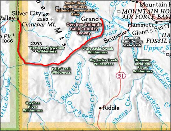 North Fork Owyhee Wilderness area map