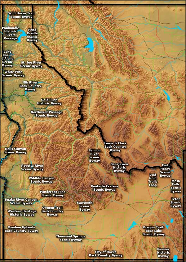 Idaho Scenic Byways map