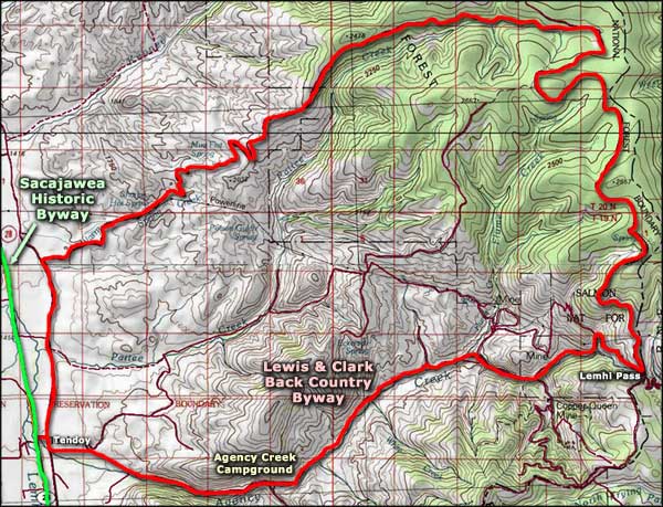 Lewis & Clark Backcountry Byway area map